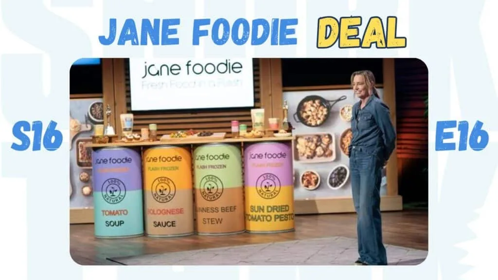 Jane Carroll from Jane Foodie showcasing her flash-freezing technology on Shark Tank, ensuring fresh, natural food with no preservatives.